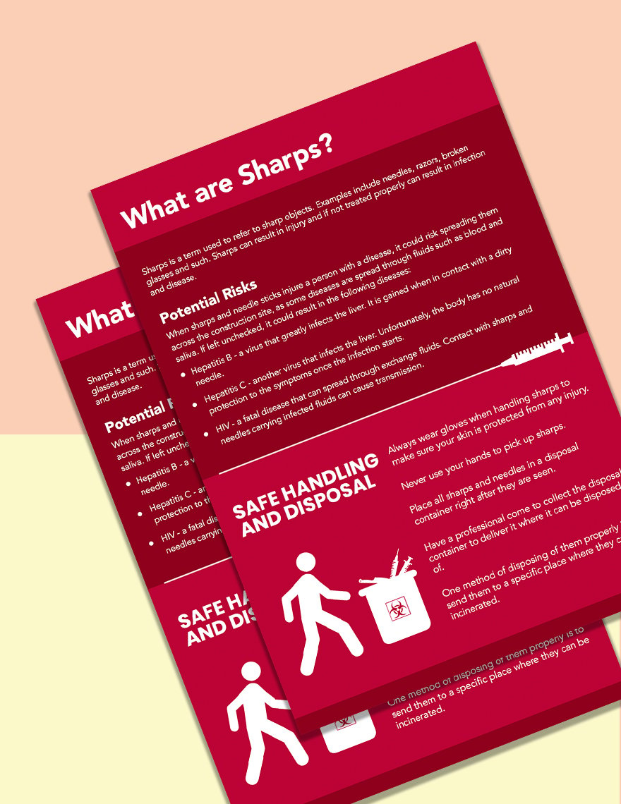 Sharps Disposal and Needlestick Injuries Poster Template