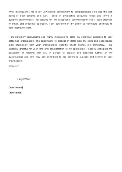 Free Health Care Executive Assistant Cover Letter to Edit Online
