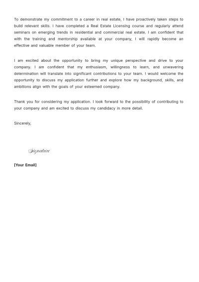Free Real Estate Cover Letter With No Experience to Edit Online