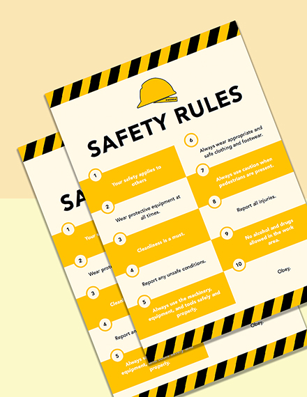 Safety Rules Poster Template - Illustrator, InDesign, Word, Apple Pages ...