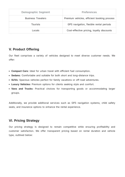 Free Car Rental Sales Strategy Template to Edit Online