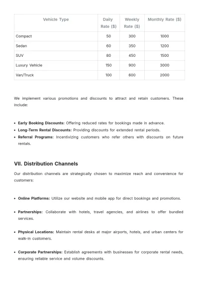 Free Car Rental Sales Strategy Template to Edit Online