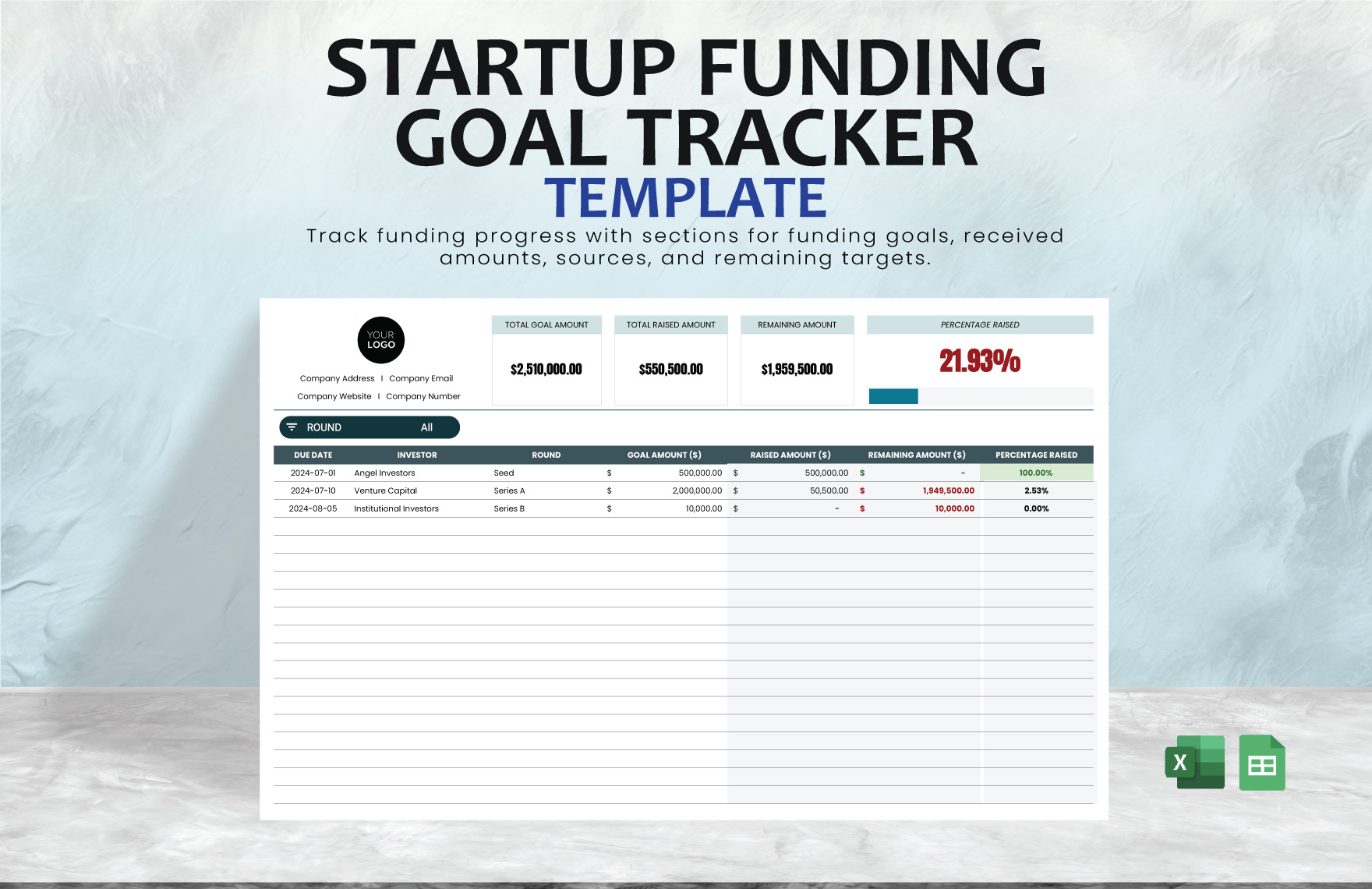 Startup Funding Goal Tracker Template