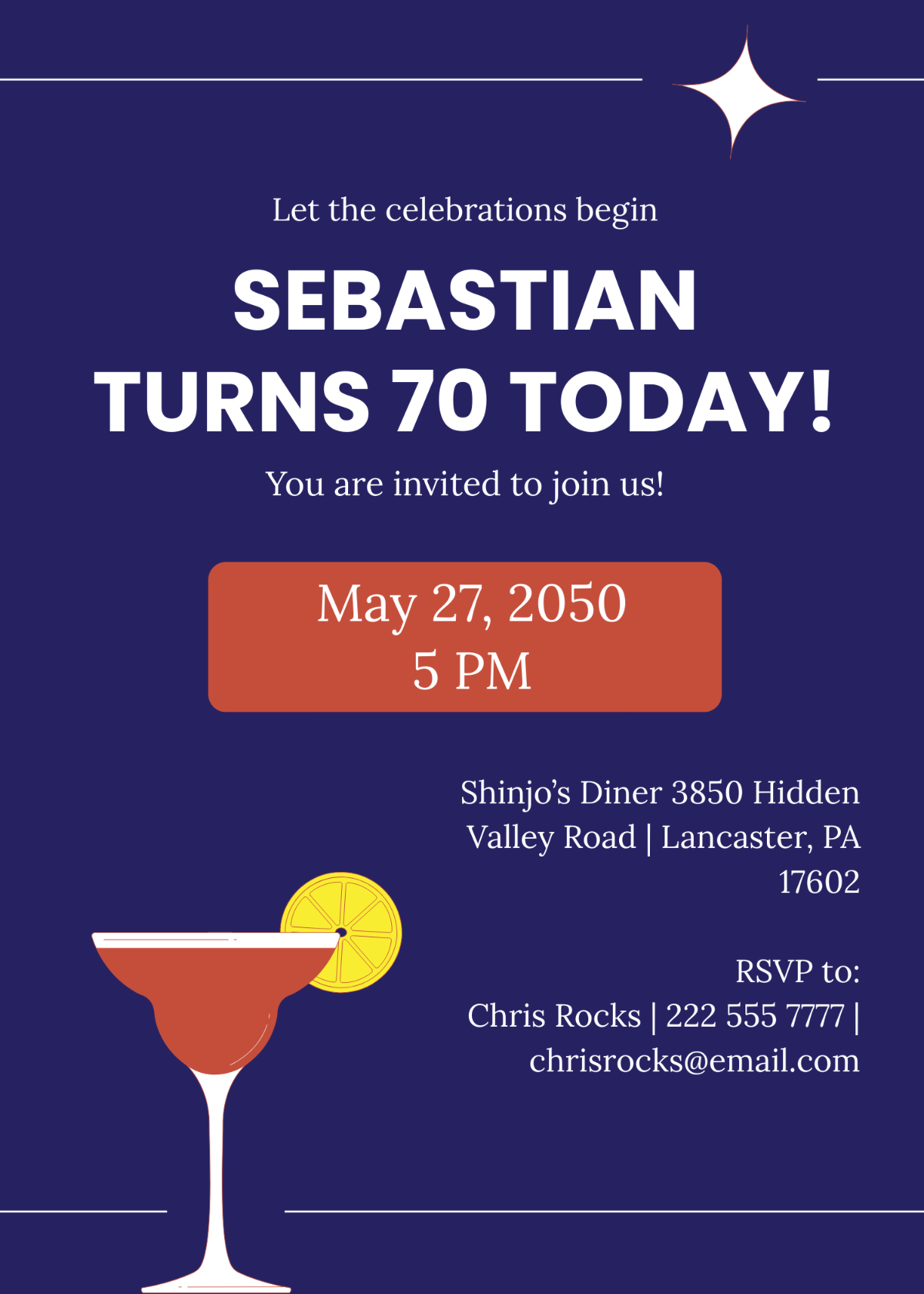 70th Birthday Event Invitation
