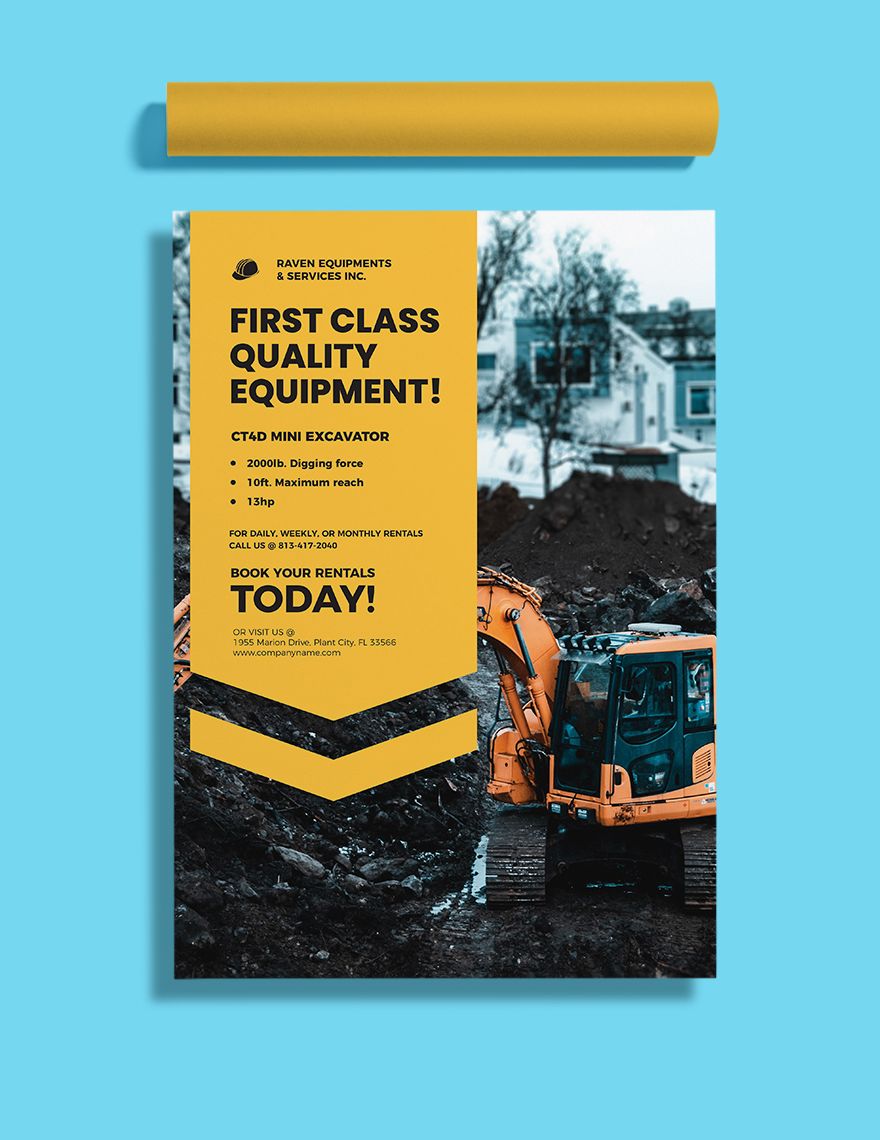 Editable Construction Equipment Poster