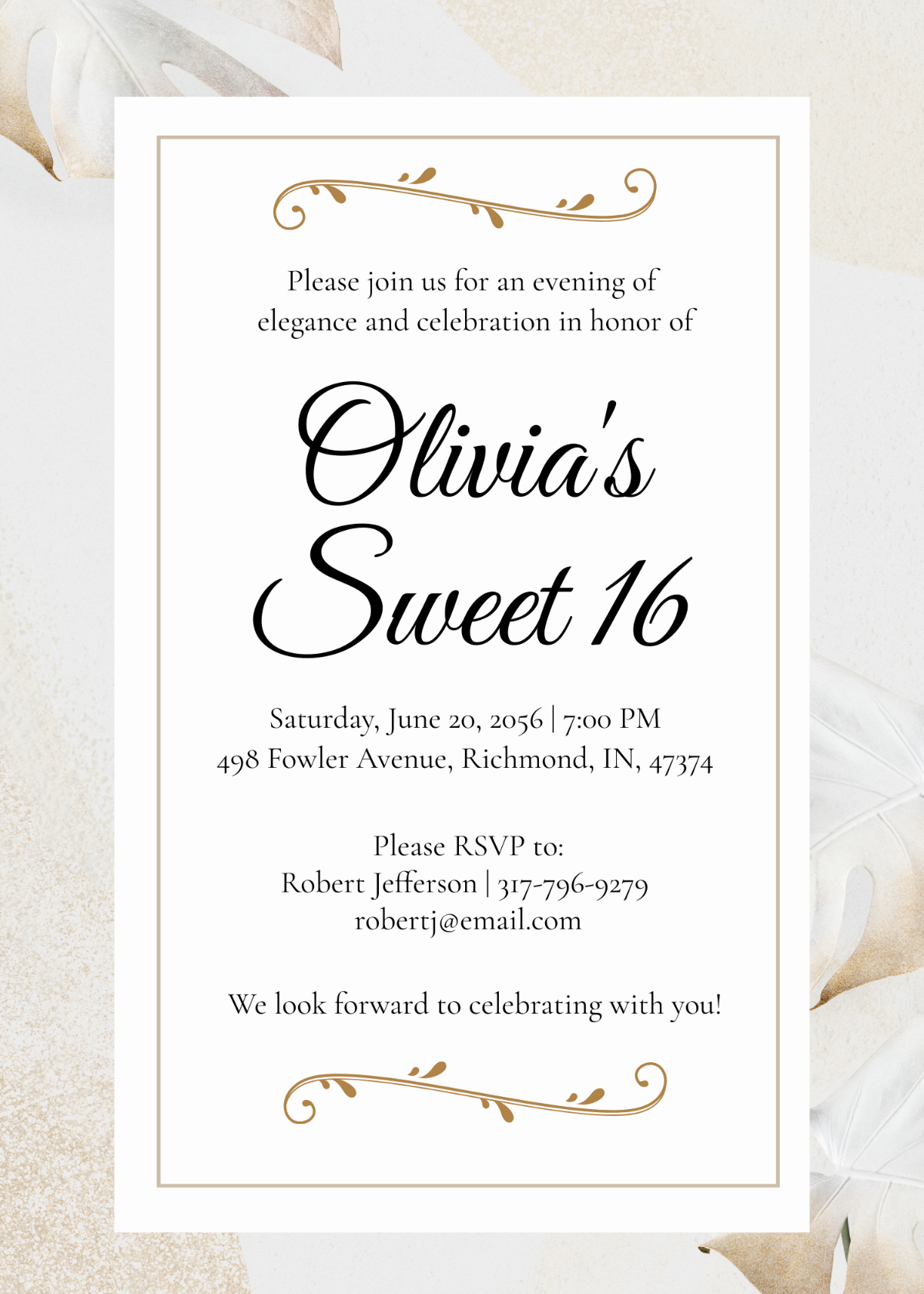Elegant Sweet 16 Invitation