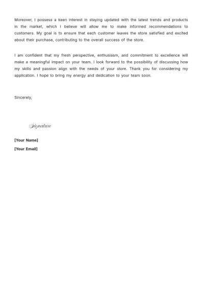 Free Sales Associate Cover Letter With No Experience to Edit Online