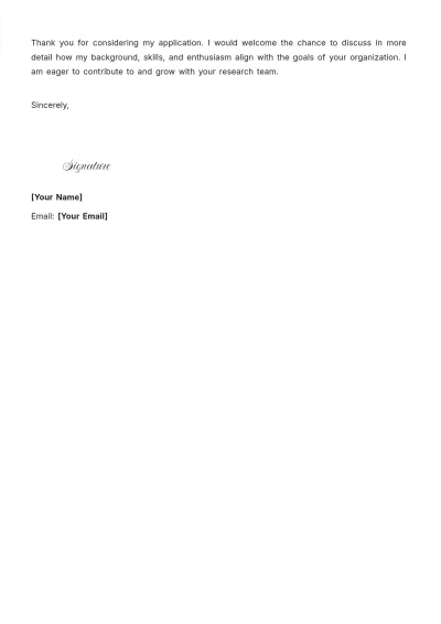 Free Research Assistant Cover Letter With No Experience to Edit Online