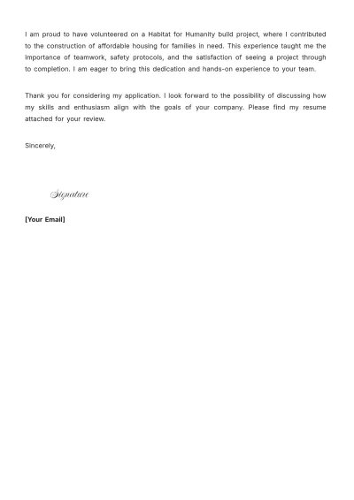 Free Construction Cover Letter With No Experience to Edit Online