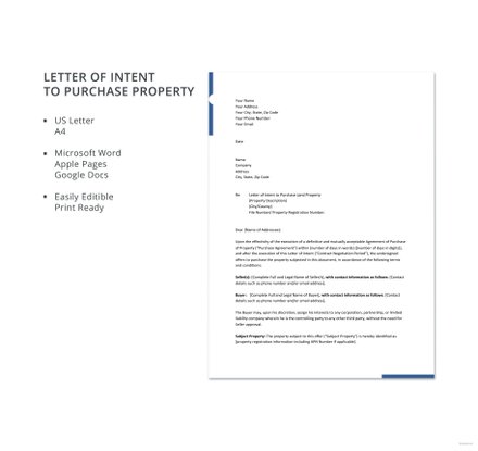 Free Letter Template of Intent for Real Estate: Download 700+ Letters ...