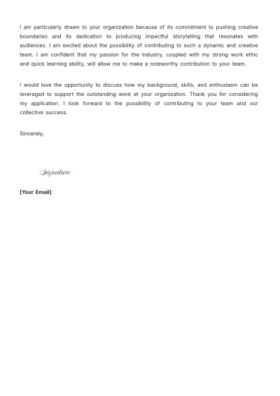 Free Production Assistant Cover Letter With No Experience to Edit Online