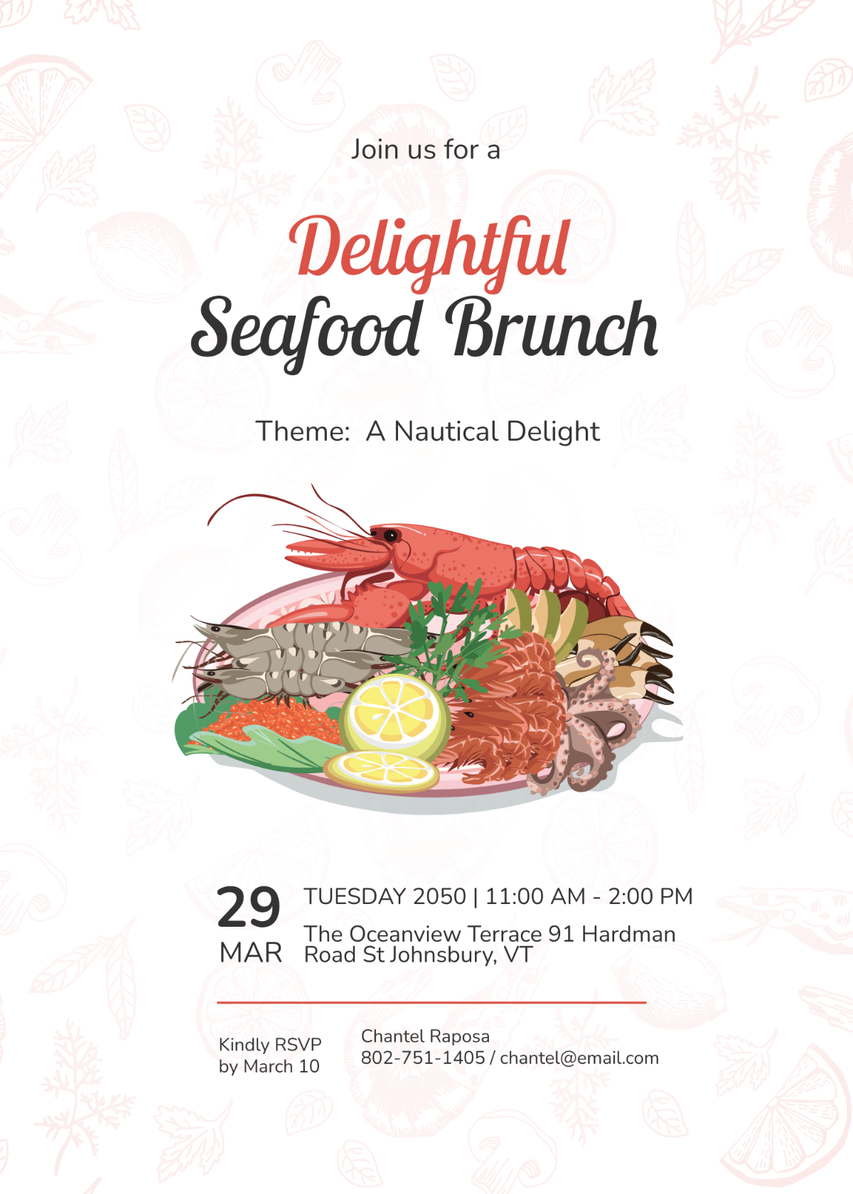 Seafood Brunch Invitation