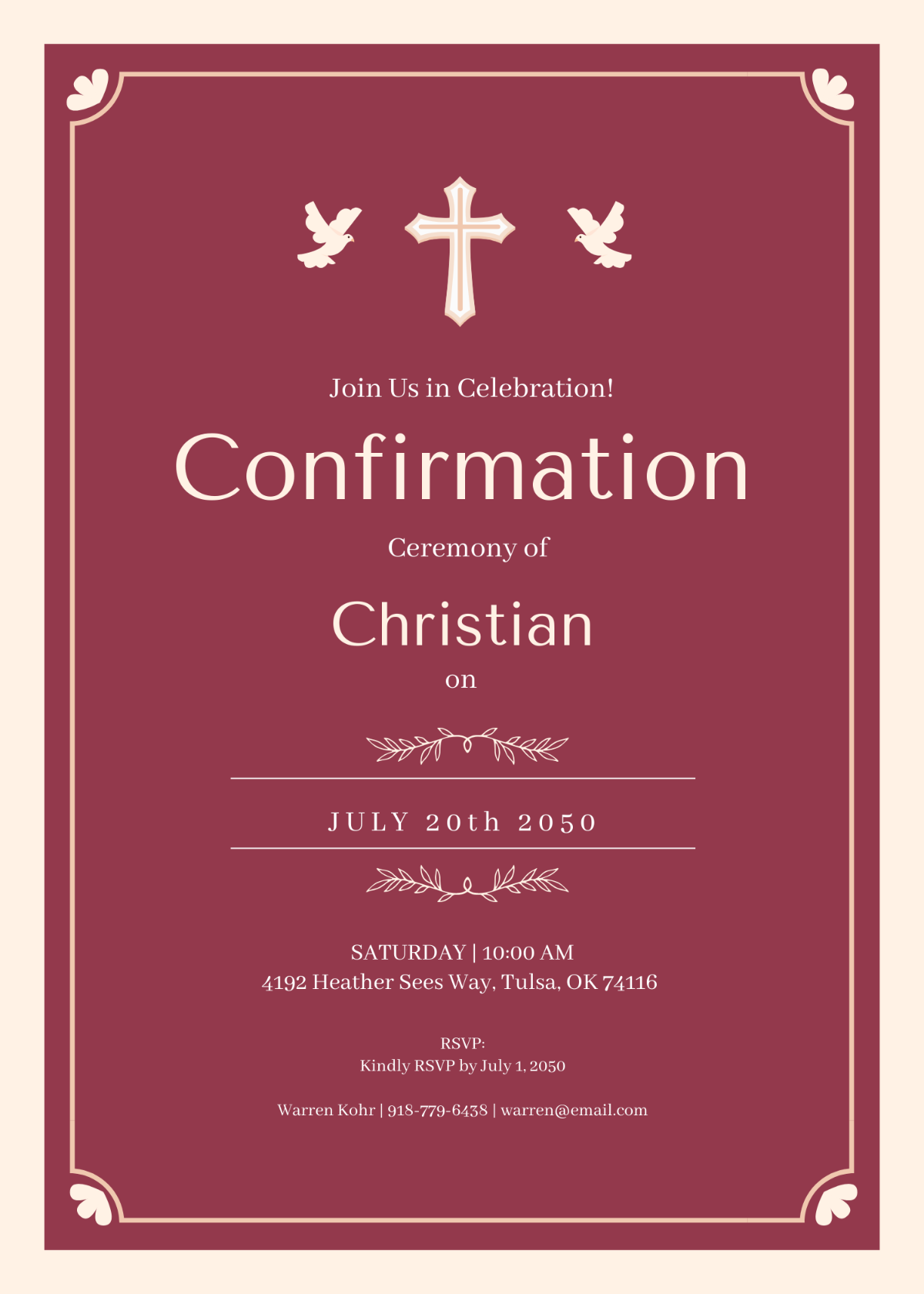 Celebration Confirmation Invitation