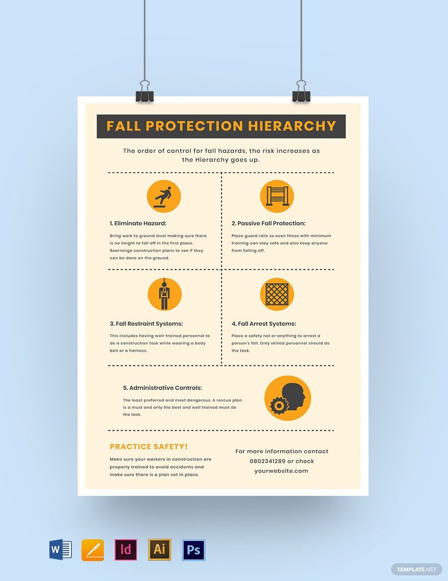 Fall Protection Safety Poster Template