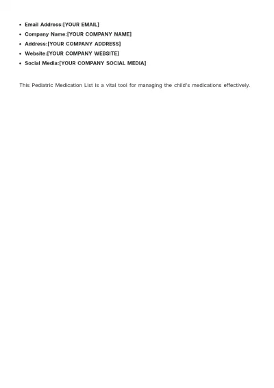 Free Pediatric Medication List Template to Edit Online