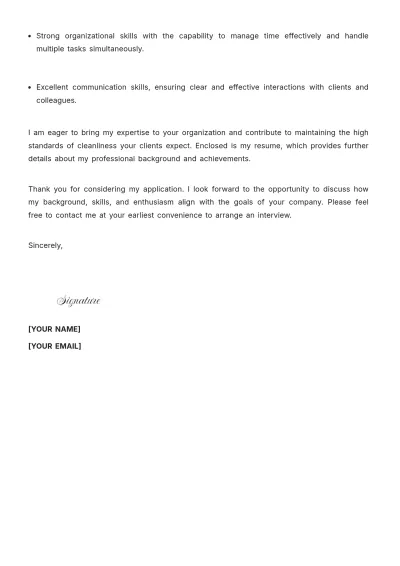 Free Contract Housekeeper Cover Letter to Edit Online