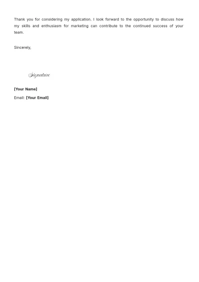 Free Marketing Assistant Cover Letter With No Experience to Edit Online