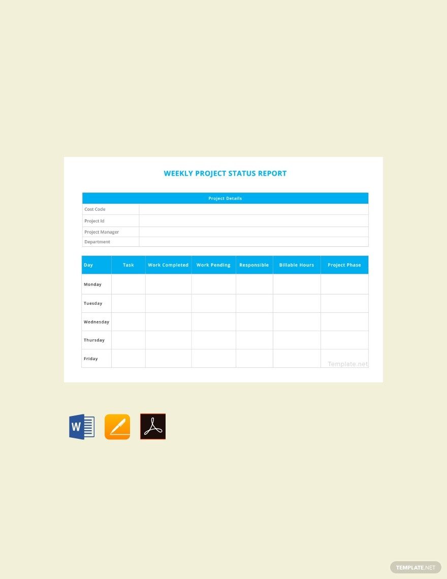 Weekly Project Status Report Template in Word, Google Docs