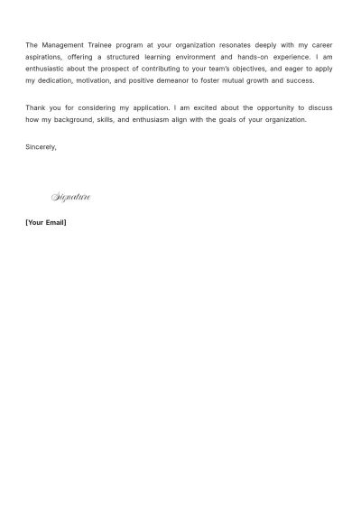 Free Management Trainee Cover Letter With No Experience to Edit Online
