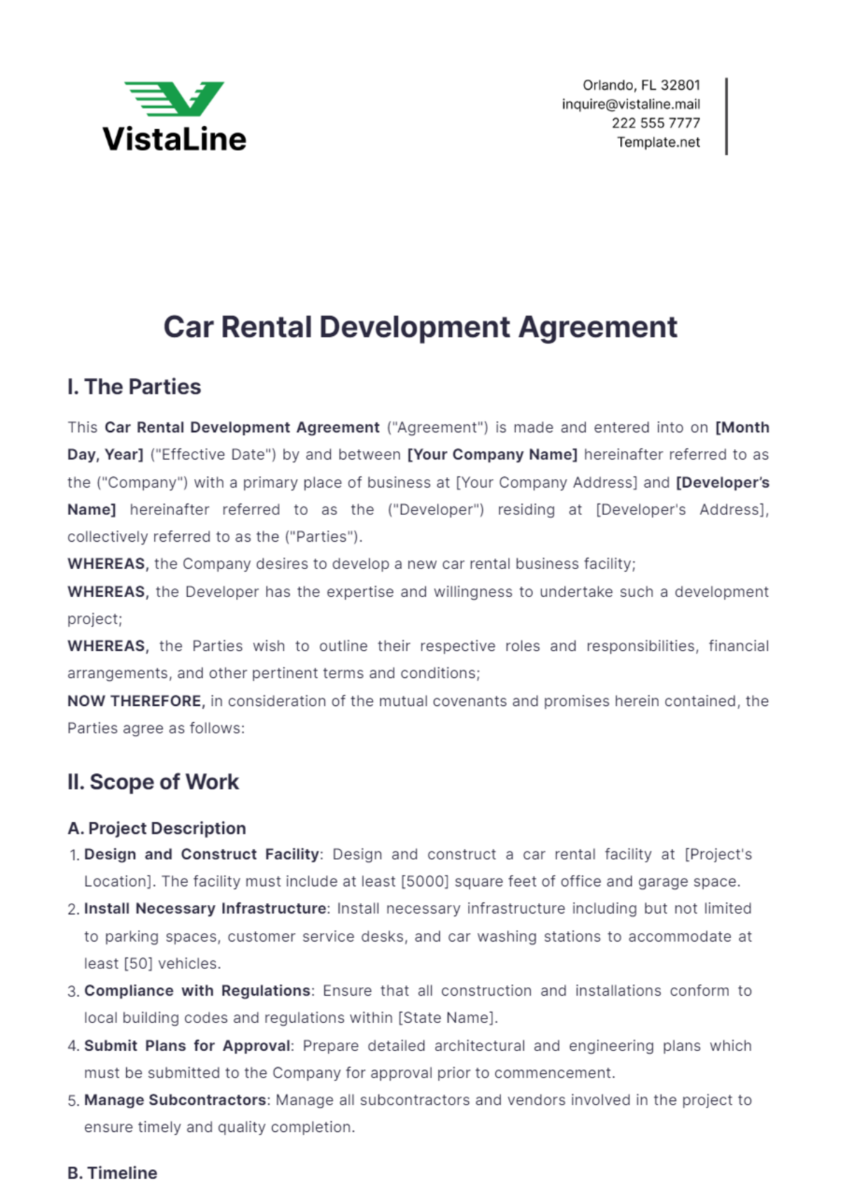 Car Rental Development Agreement Template - Edit Online & Download