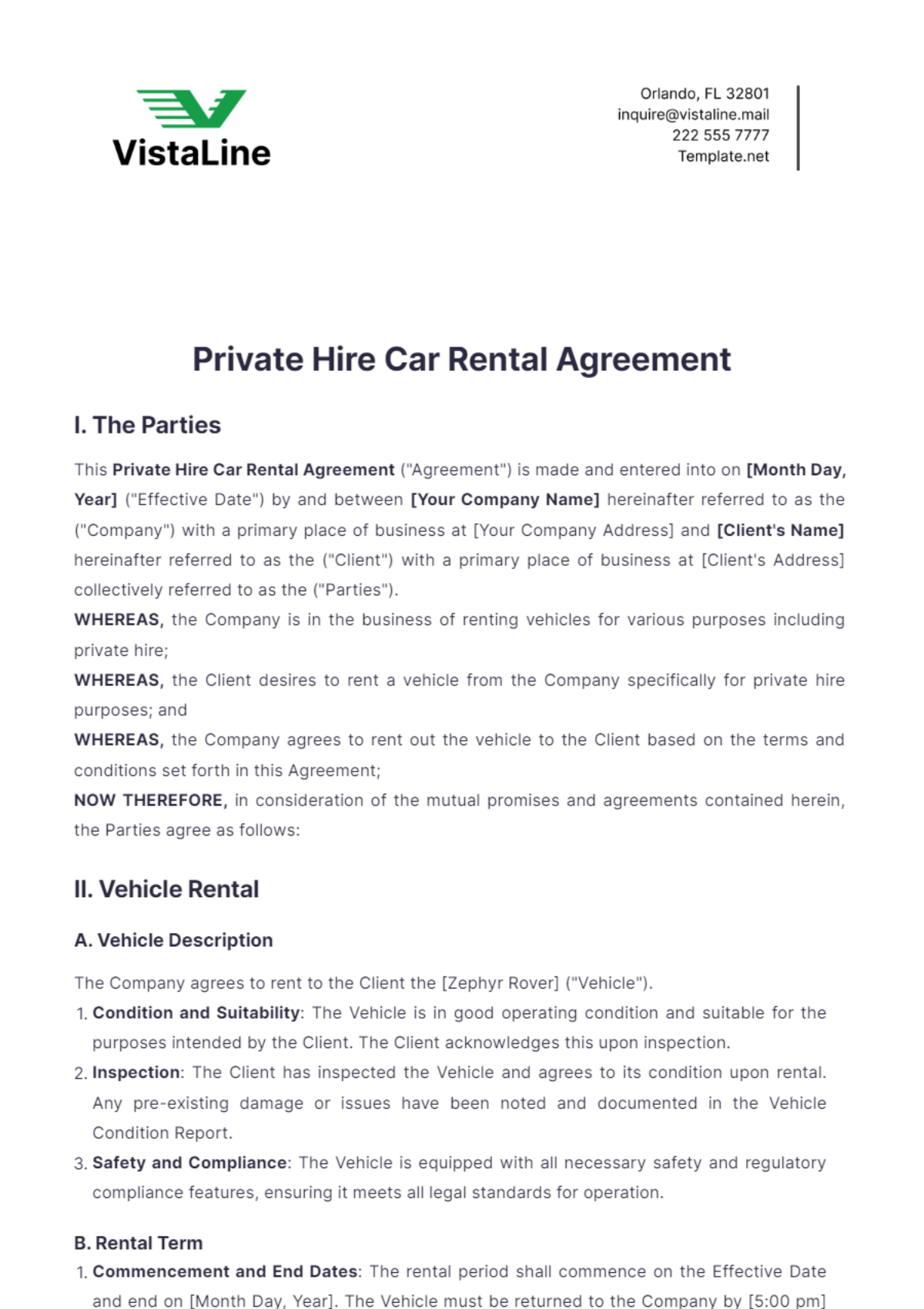 Private Hire Car Rental Agreement Template - Edit Online & Download