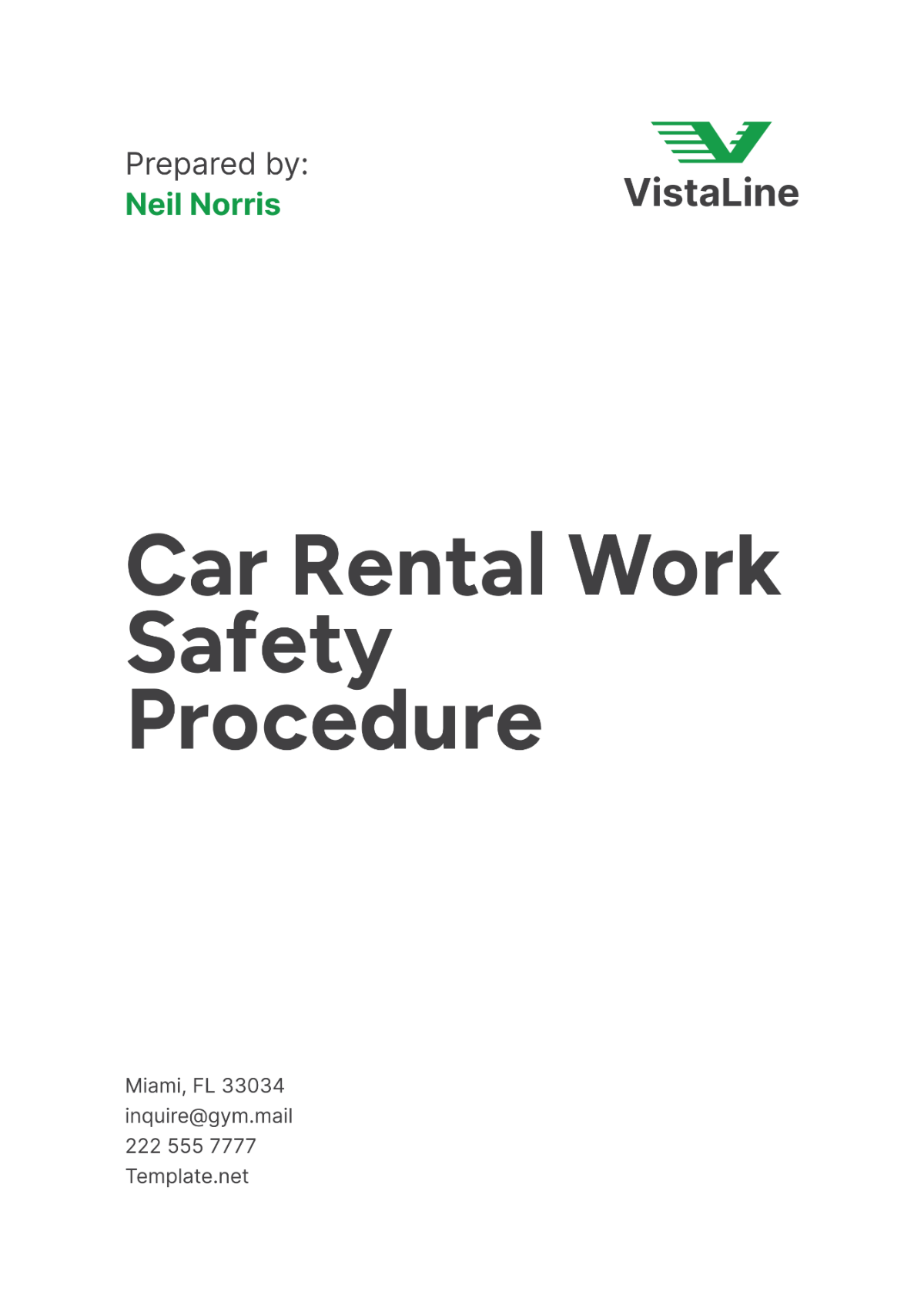 Car Rental Work Safety Procedure Template