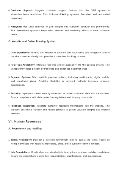 Free Car Rental Operational Plan Template to Edit Online