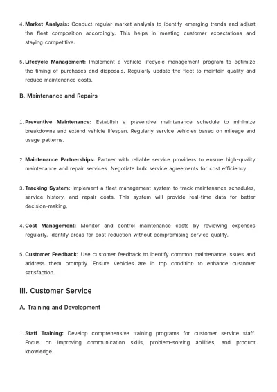 Free Car Rental Operational Plan Template to Edit Online