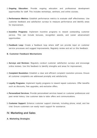 Free Car Rental Operational Plan Template to Edit Online
