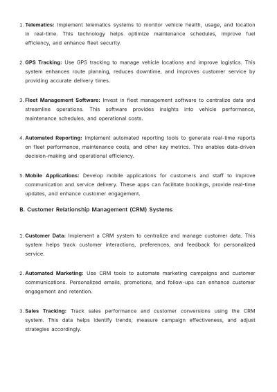 Free Car Rental Operational Plan Template to Edit Online