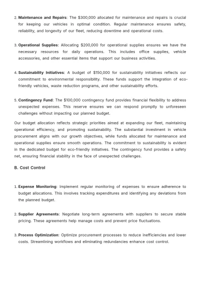 Free Car Rental Procurement Plan Template to Edit Online