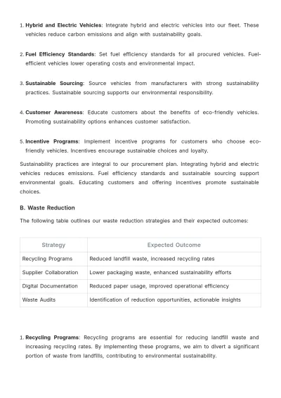 Free Car Rental Procurement Plan Template to Edit Online