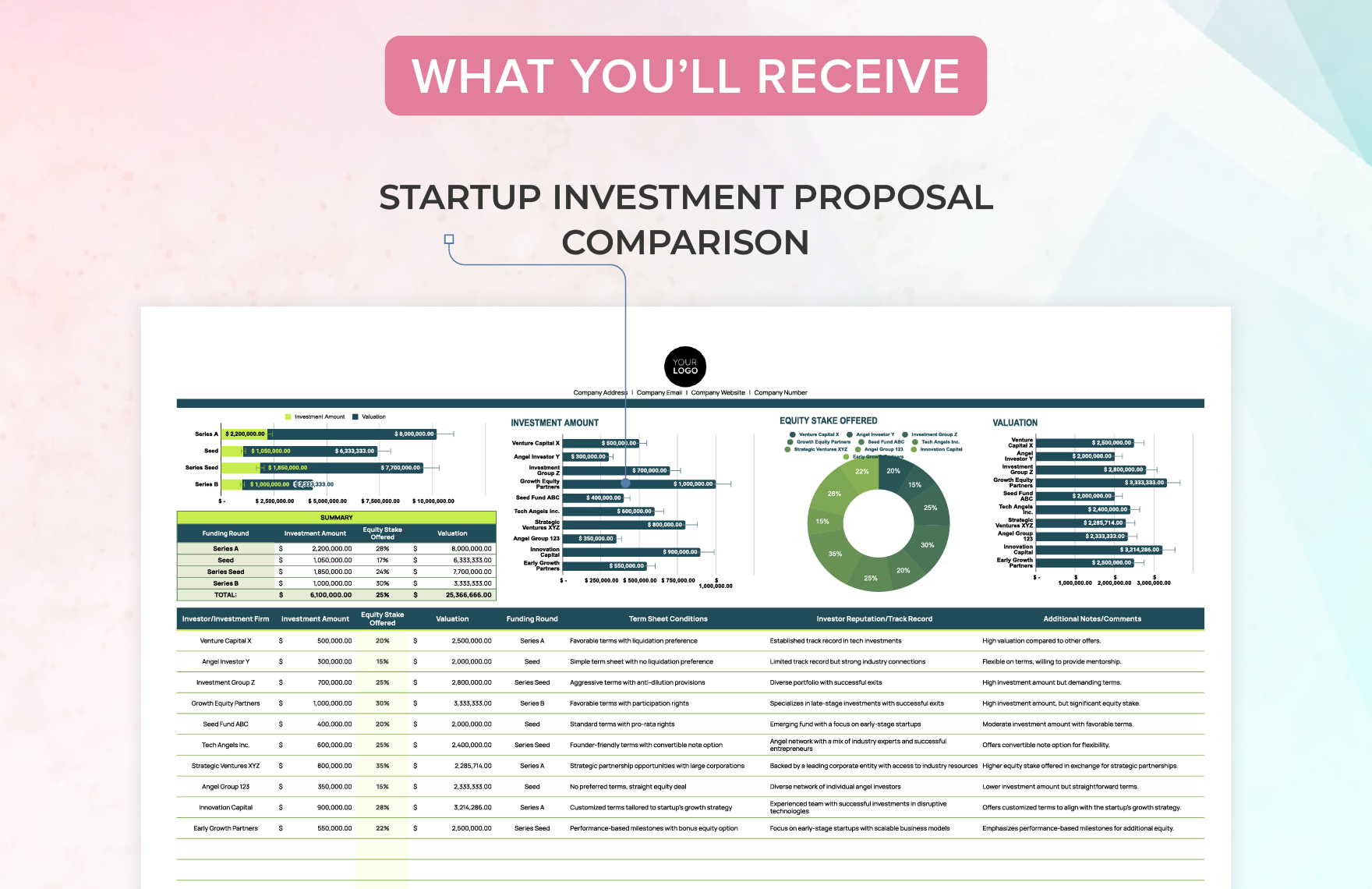 Startup Investment Proposal Comparison Template
