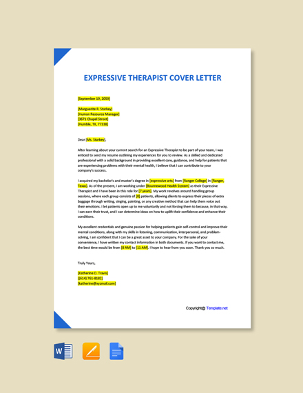 therapist cover letter template