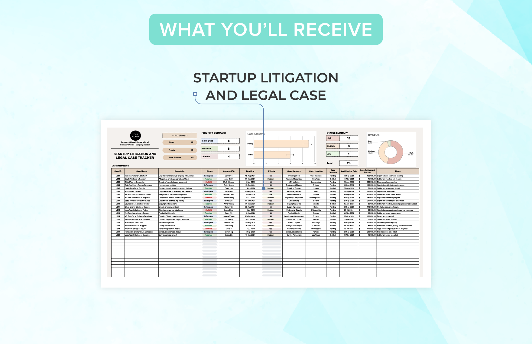 Startup Litigation and Legal Case Tracker Template