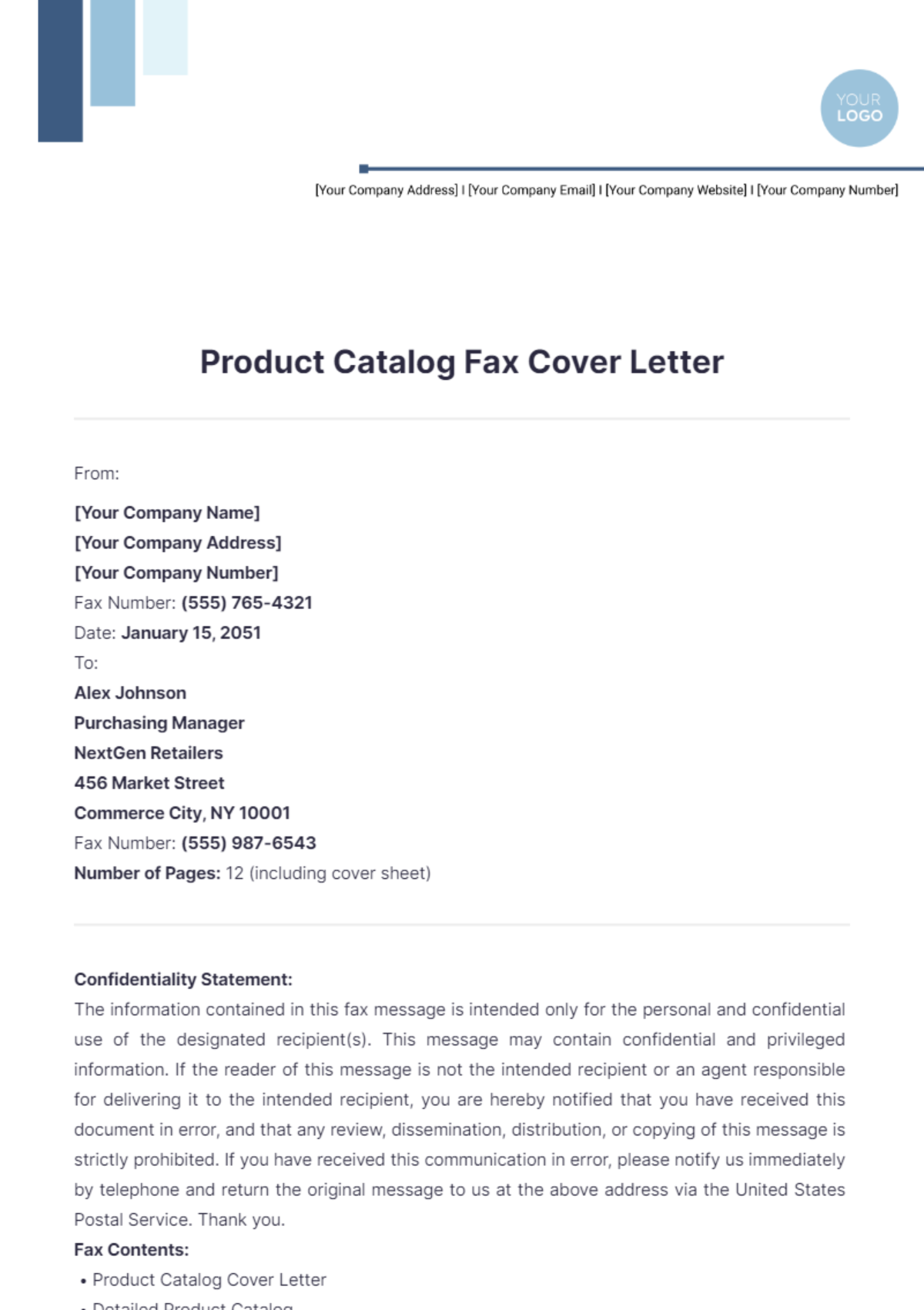 Product Catalog Fax Cover Letter - Edit Online & Download