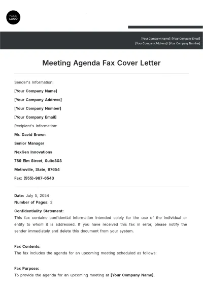 Free Meeting Agenda Fax Cover Letter to Edit Online