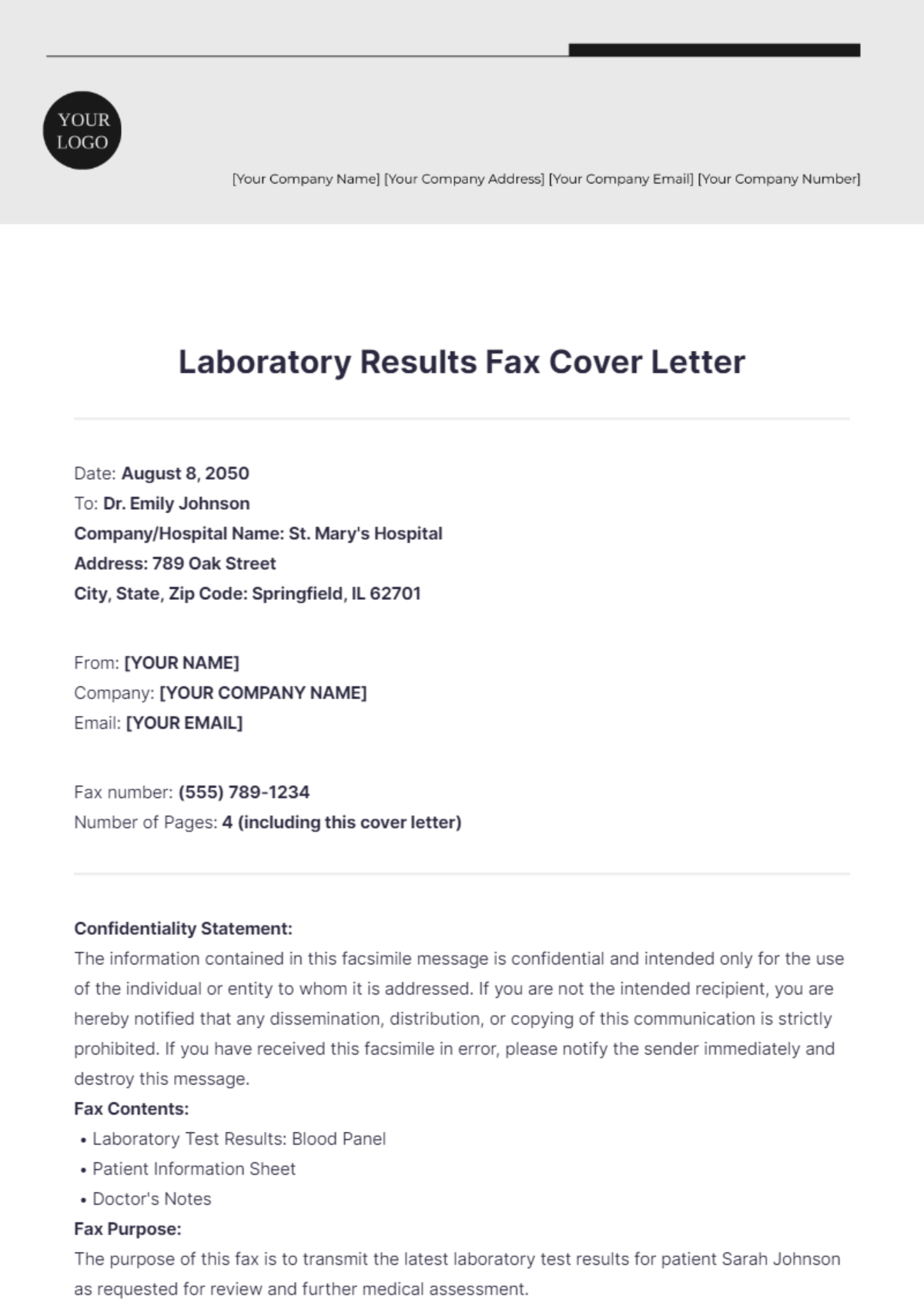 Laboratory Results Fax Cover Letter - Edit Online & Download