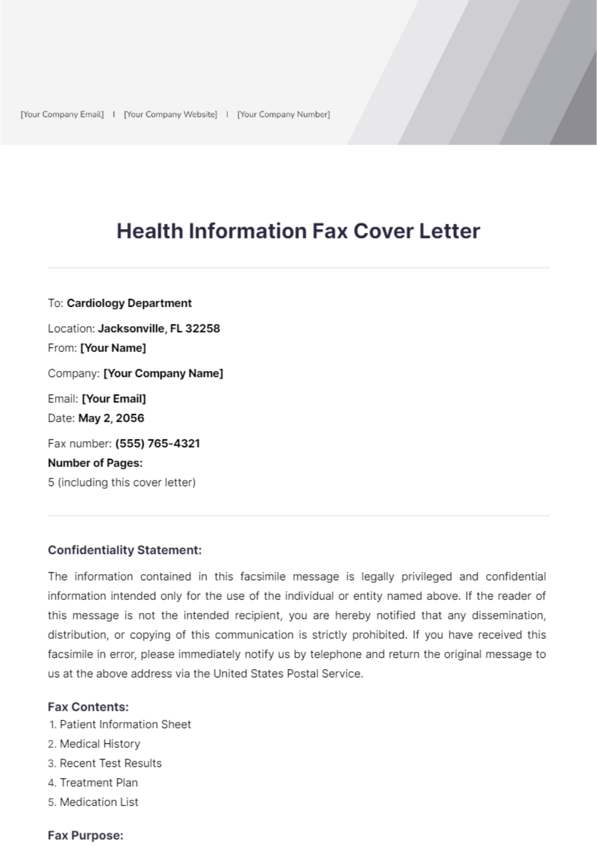 Health Information Fax Cover Letter - Edit Online & Download