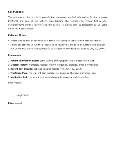 Free Health Information Fax Cover Letter to Edit Online