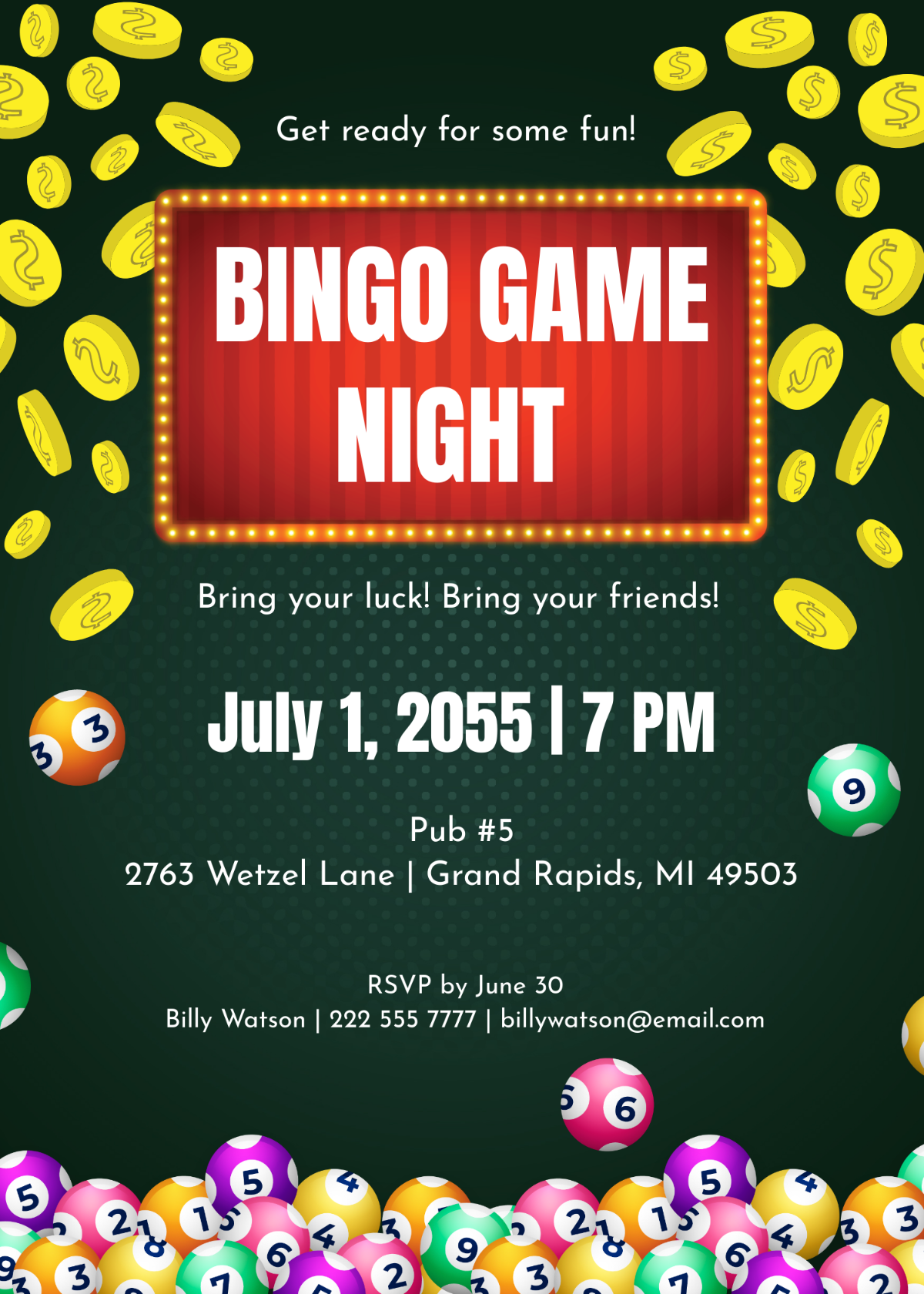 Bingo Game Night Invitation