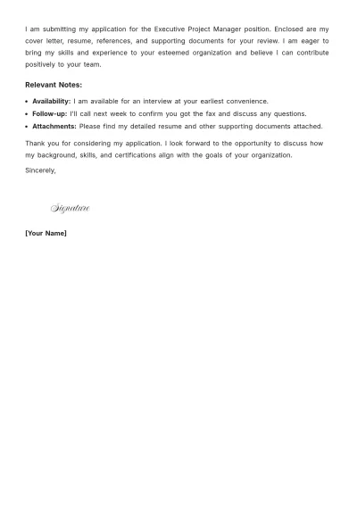 Free Job Application Fax Cover Letter to Edit Online