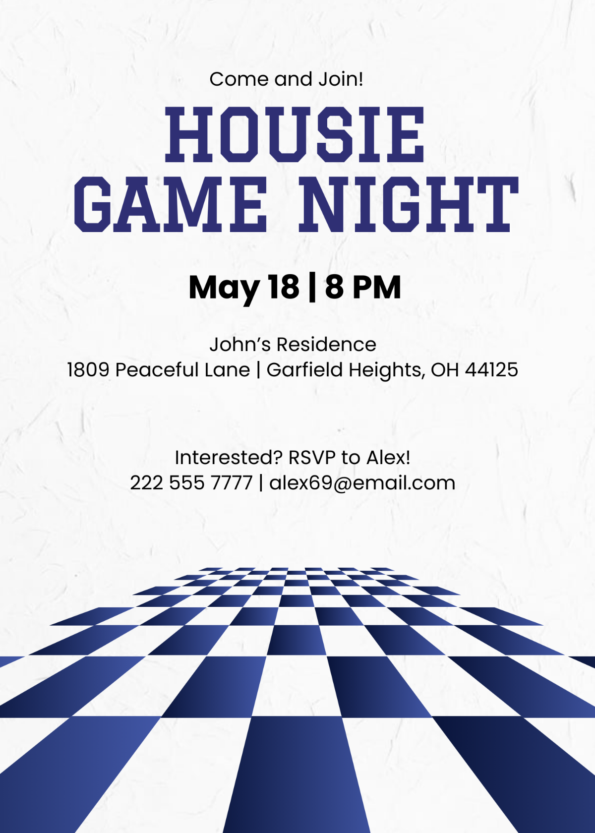 Housie Game Night Invitation