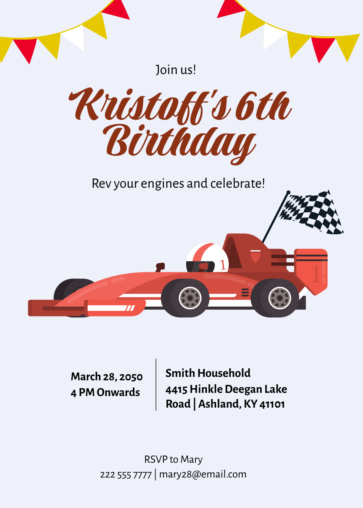 Car Birthday Party Invitation