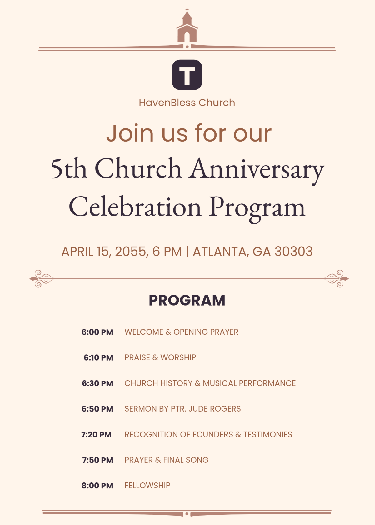 Free Program Church Invitation Template