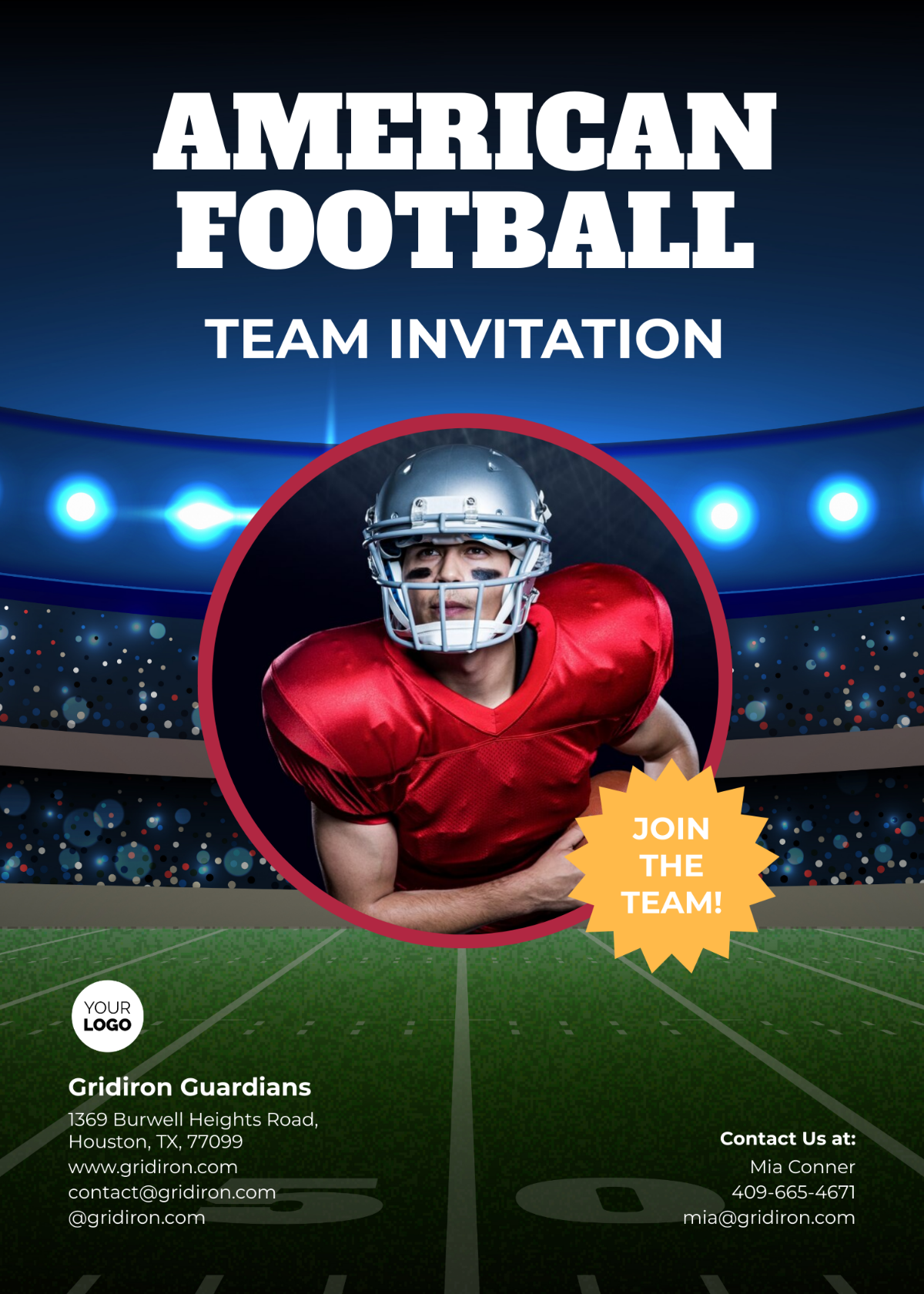 American Football Team Invitation