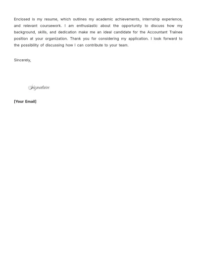 Free Accountant Trainee Cover Letter to Edit Online
