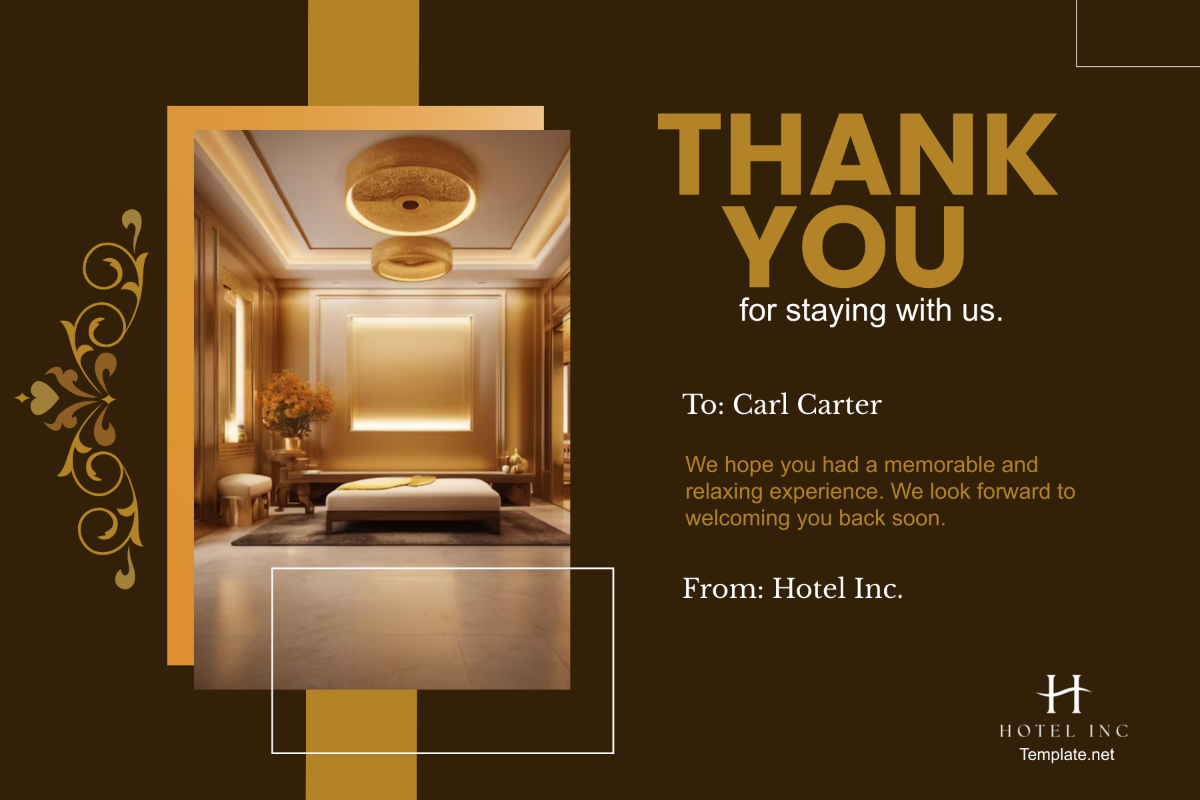 Hotel Thank you Postcard