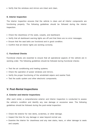 Free Car Rental Maintenance Procedure Template to Edit Online