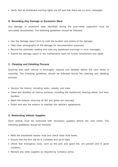 Free Car Rental Maintenance Procedure Template to Edit Online